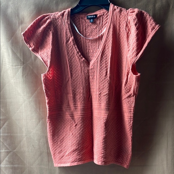 torrid Tops - Torrid Orange Blouse with V-Neck
